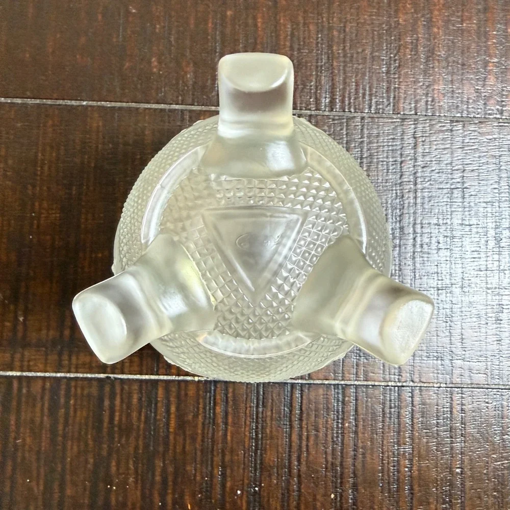 Fenton Glass Rose Bowl Vase Satin Clear Frosted Grape Pattern Footed Decor